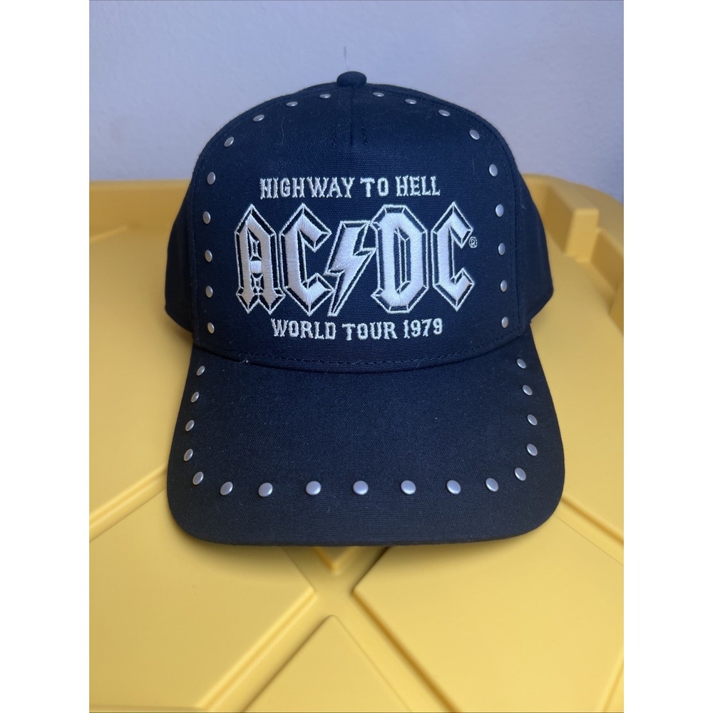 AC/DC Baseball Hat‎ Cap Studded Black NWT Highway To Hell World Tour 1979 , NWT